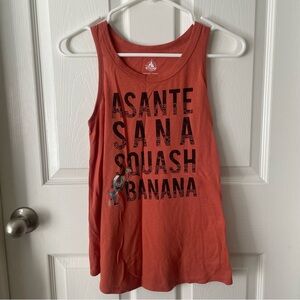 Disney Orange Tank Top with Black Text